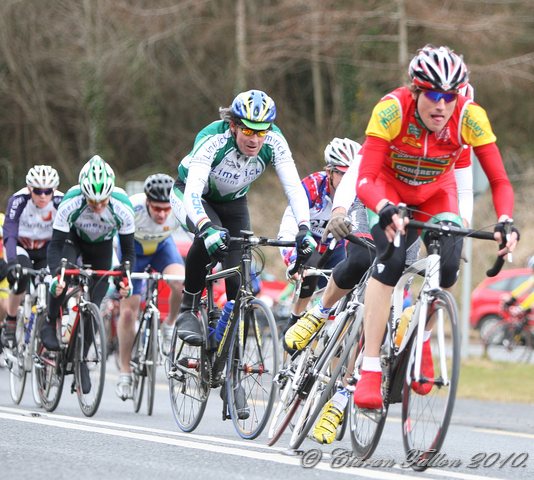 Rider touches Cian Power's back wheel and crashes!